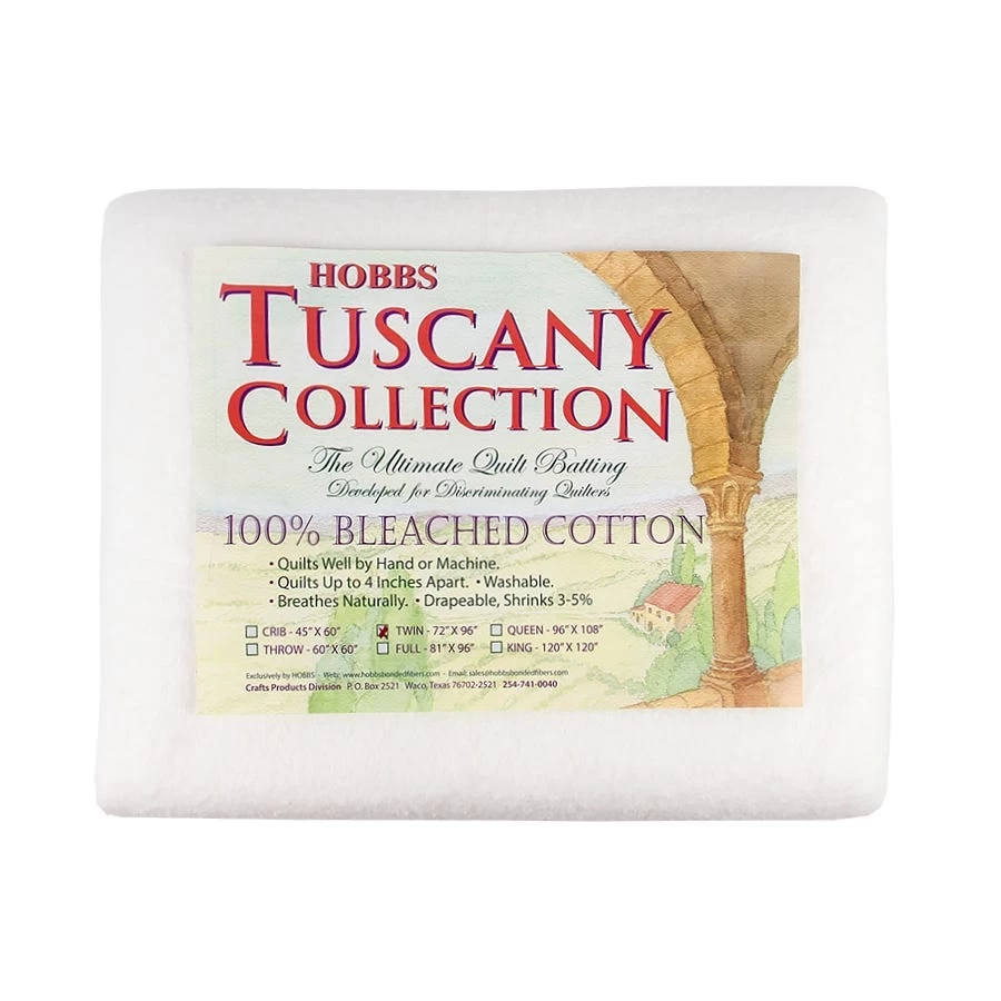 Tuscany Collection 100% Bleached Cotton Twin Quilt BattingHobbs #TB72 1 Tuscany Collection 100% Bleached Cotton Twin Quilt BattingHobbs #TB72