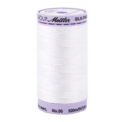 Mettler White 100% Cotton Silk Finish ThreadMettler #9104-2000