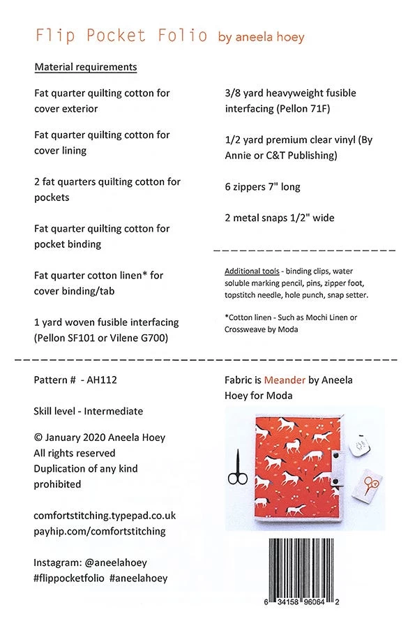 Flip Pocket Folio Sewing PatternAneela Hoey #AH-112 2 Flip Pocket Folio Sewing PatternAneela Hoey #AH-112 - Image 2
