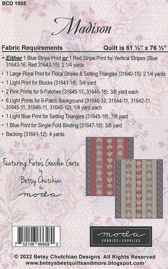 Madison Quilt PatternBetsy Chutchian #BCD-1505 2 Madison Quilt PatternBetsy Chutchian #BCD-1505 - Image 2