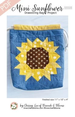 Mini Sunflower Drawstring Bag Downloadable PDF Sewing PatternBranch & Blume