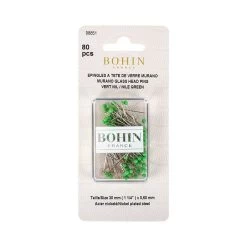 Bohin 80 Count Nile Green Glass Head PinsBohin #98851 -Fabric Sewing Store bohin 80ctglassheadpins nilegreen package