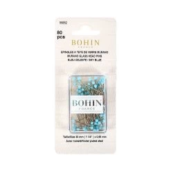 Bohin 80 Count Sky Blue Glass Head PinsBohin #98852 -Fabric Sewing Store bohin 80ctglassheadpins skyblue package