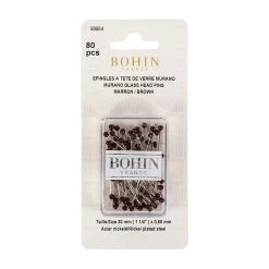 Bohin 80 Count Brown Glass Head PinsBohin #98864 -Fabric Sewing Store bohin80ct brownglassheadpins