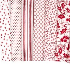 Flowerhouse Daisy's Redwork Fat Quarter BundleDebbie Beaves For Robert Kaufman Fabrics -Fabric Sewing Store daisy s redwork flowerhouse cu1 1
