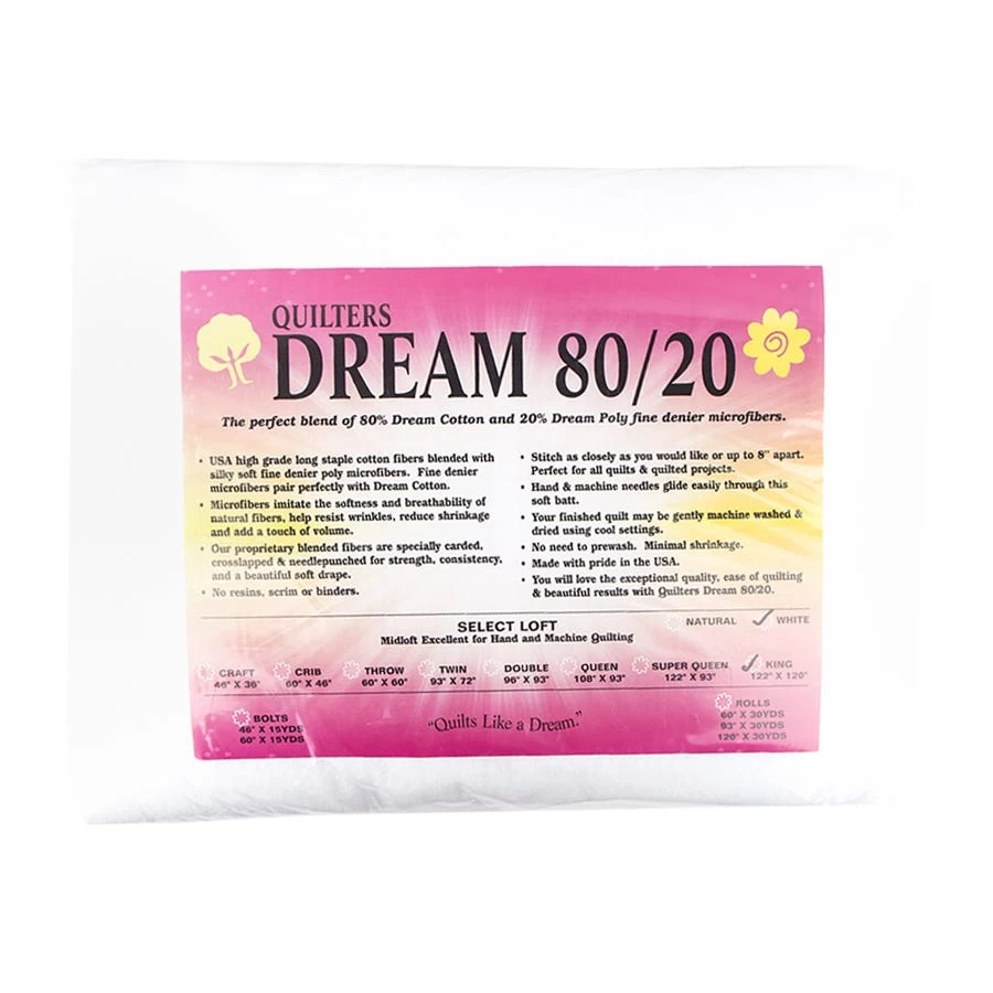 White Dream 80/20 King Quilt BattingQuilter's Dream #EWK 1 White Dream 80/20 King Quilt BattingQuilter's Dream #EWK