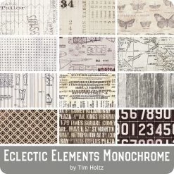 Eclectic Elements Monochrome Fat Quarter BundleTim Holtz For FreeSpirit Fabrics -Fabric Sewing Store fs ecleticelementsmonochrome ydg 900 new 2