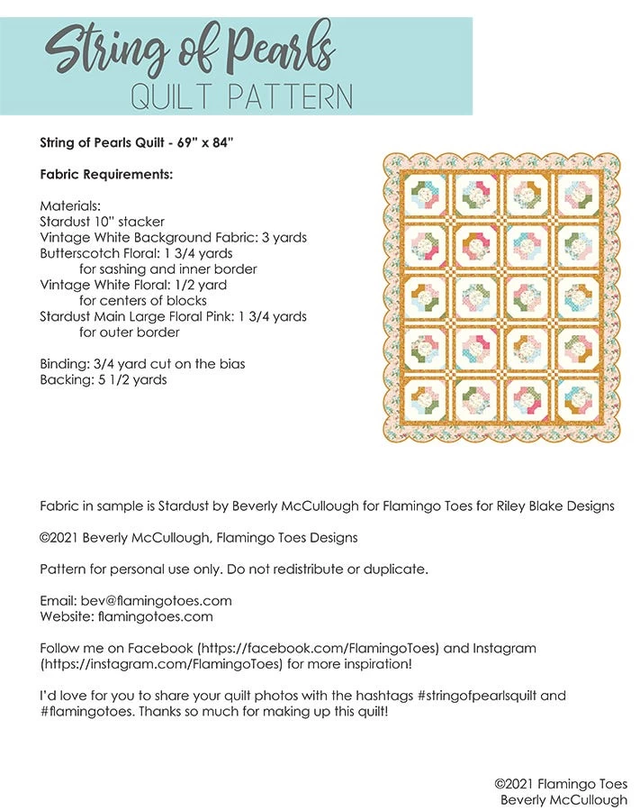 String Of Pearls Downloadable PDF Quilt PatternFlamingo Toes 2 String Of Pearls Downloadable PDF Quilt PatternFlamingo Toes - Image 2
