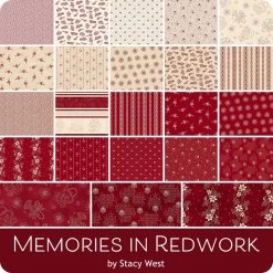 Memories In Redwork Half Yard BundleStacy West For Henry Glass Fabrics -Fabric Sewing Store hg memoriesinredwork withoutpanels cs 1