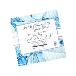 Blue Colorstory Holiday Flourish Snow Flower Charm PackStudio RK For Robert Kaufman Fabrics