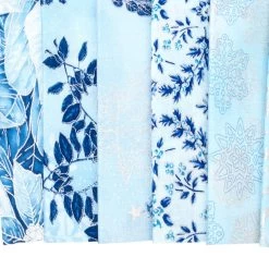 Blue Colorstory Holiday Flourish Snow Flower Fat Quarter BundleStudio RK For Robert Kaufman Fabrics -Fabric Sewing Store holiday flourish snow flower blue cu1