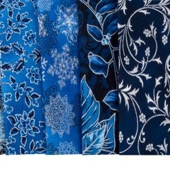 Blue Colorstory Holiday Flourish Snow Flower Charm PackStudio RK For Robert Kaufman Fabrics -Fabric Sewing Store holiday flourish snow flower blue cu3 2