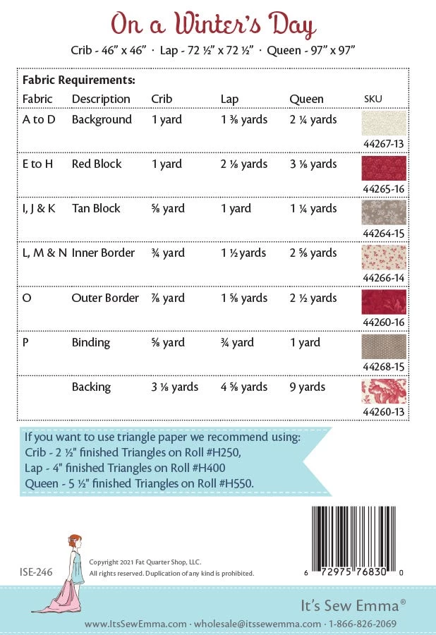 On A Winter's Day Downloadable PDF Quilt PatternIt's Sew Emma 2 On A Winter's Day Downloadable PDF Quilt PatternIt's Sew Emma - Image 2