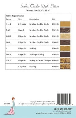 Smoked Cheddar Quilt PatternIt's Sew Emma #ISE-156 -Fabric Sewing Store ise smokedcheddar back