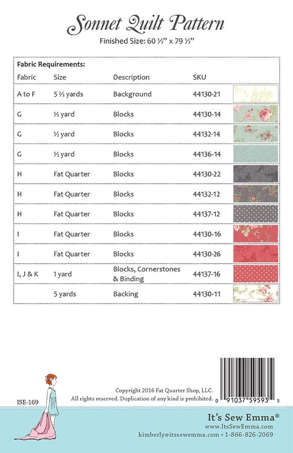 Sonnet Quilt PatternIt's Sew Emma #ISE-169 2 Sonnet Quilt PatternIt's Sew Emma #ISE-169 - Image 2