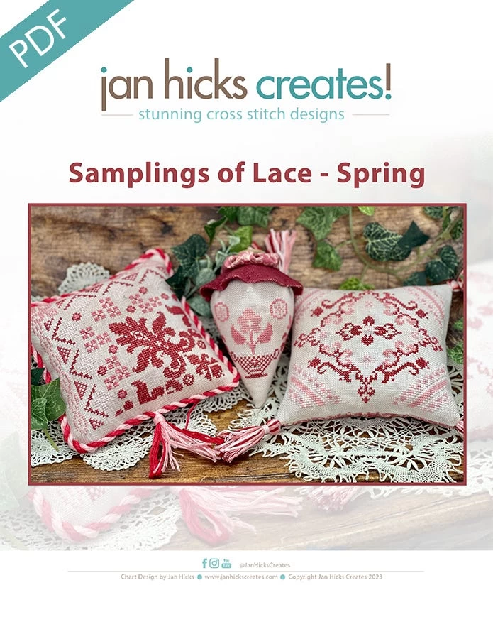 Samplings Of Lace Spring Downloadable PDF Cross Stitch PatternJan Hicks Creates! 1 Samplings Of Lace Spring Downloadable PDF Cross Stitch PatternJan Hicks Creates!