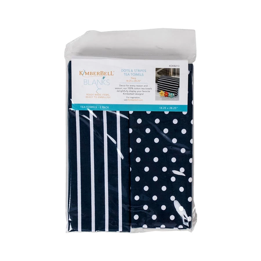 Kimberbell Blanks Navy Polka Dots And Stripes Tea TowelsKimberbell #KDKB213 4 Kimberbell Blanks Navy Polka Dots And Stripes Tea TowelsKimberbell #KDKB213 - Image 4