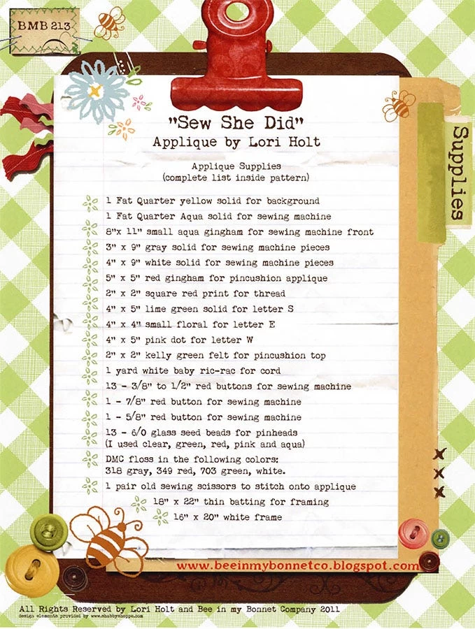 Sew She Did Sewing PatternLori Holt Of Bee In My Bonnet #P018-SEWSHEDID 2 Sew She Did Sewing PatternLori Holt Of Bee In My Bonnet #P018-SEWSHEDID - Image 2