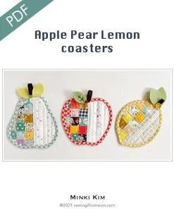 Apple Pear Lemon Coasters Downloadable PDF Sewing PatternMinki Kim