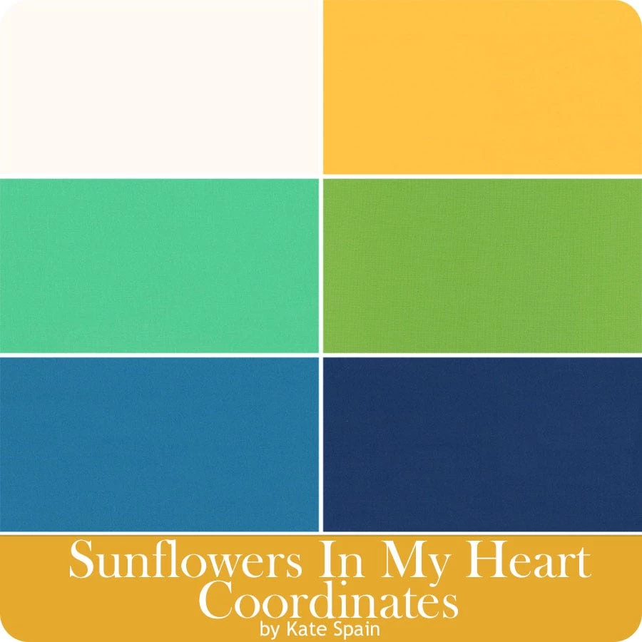 Sunflowers In My Heart Bella Solids Coordinates Fat Quarter BundleKate Spain For Moda Fabrics 3 Sunflowers In My Heart Bella Solids Coordinates Fat Quarter BundleKate Spain For Moda Fabrics - Image 3