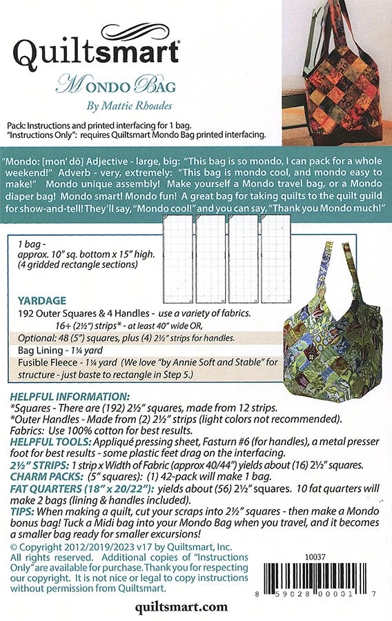 Mondo Bag Fun Pak Sewing PatternQuiltsmart #QS10037 2 Mondo Bag Fun Pak Sewing PatternQuiltsmart #QS10037 - Image 2