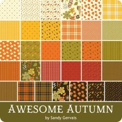 Awesome Autumn 2.5" Rolie PolieSandy Gervais For Riley Blake Designs -Fabric Sewing Store rb awesomeautumn precut 900