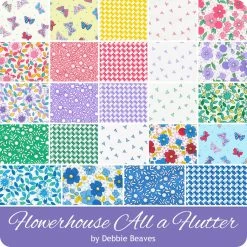 Flowerhouse All A Flutter Charm PackDebbie Beaves For Robert Kaufman Fabrics -Fabric Sewing Store rk flowerhouseallaflutter ydg cs 4