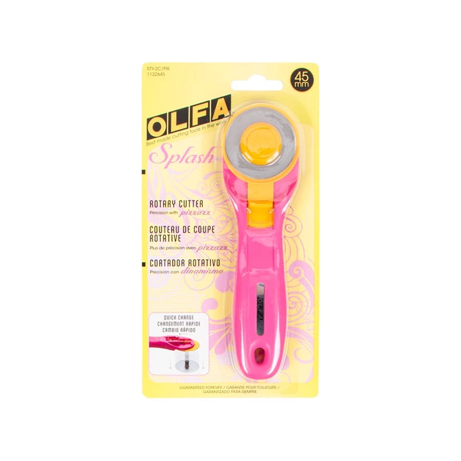 Olfa Fairy Floss Pink Splash 45mm Rotary CutterOlfa #RTY-2C-PIK 2 Olfa Fairy Floss Pink Splash 45mm Rotary CutterOlfa #RTY-2C-PIK - Image 2