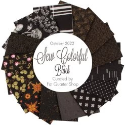 October 2022 Sew Colorful Black Fat Quarter BundleCurated By Fat Quarter Shop