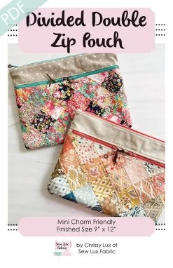 Divided Double Zip Pouch Downloadable PDF Sewing PatternSew Lux Fabric