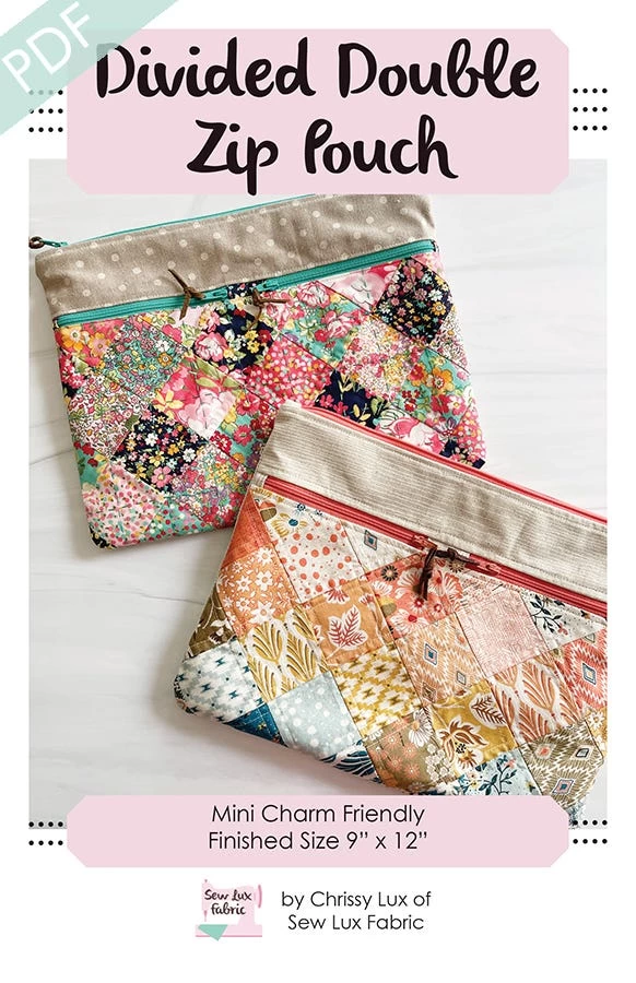 Divided Double Zip Pouch Downloadable PDF Sewing PatternSew Lux Fabric 1 Divided Double Zip Pouch Downloadable PDF Sewing PatternSew Lux Fabric