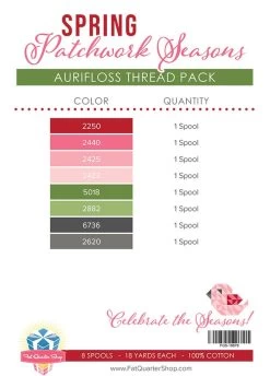 Spring Patchwork Seasons AuriFloss Thread PackAurifil -Fabric Sewing Store springpatchworkseasonsauriflossthreadpack