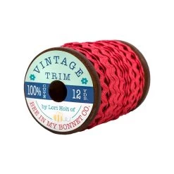 Jazzberry Small Vintage Trim 12 Yard SpoolLori Holt Of Bee In My Bonnet #STVT-14773 -Fabric Sewing Store stvt 14773 jazzberryjamsmallvintagetrim12ydspool side