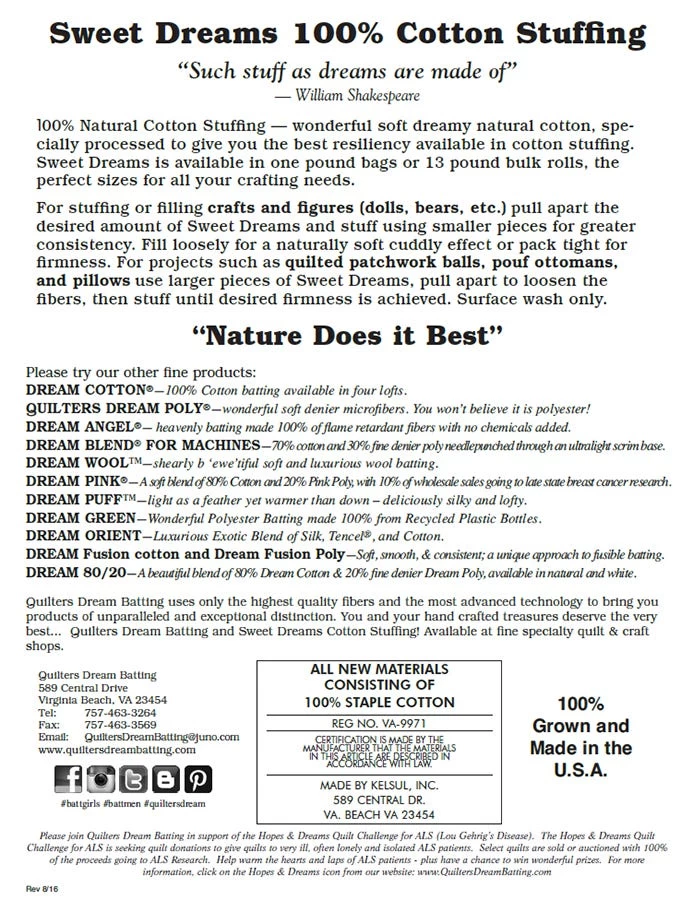 13 Pound Sweet Dreams 100% Cotton Bulk Roll StuffingQuilter's Dream #SWEET13 3 13 Pound Sweet Dreams 100% Cotton Bulk Roll StuffingQuilter's Dream #SWEET13 - Image 3