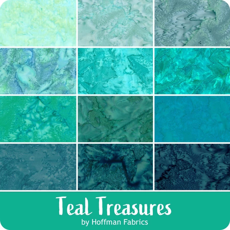 1895 Batik Teal Treasures Bali Watercolors Fat Quarter BundleHoffman Fabrics 2 1895 Batik Teal Treasures Bali Watercolors Fat Quarter BundleHoffman Fabrics - Image 2