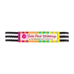 Tula Pink Paper Ink Black And White 1" X 2 Yards Nylon WebbingRenaissance Ribbons #TKP-91-2Y-COL07