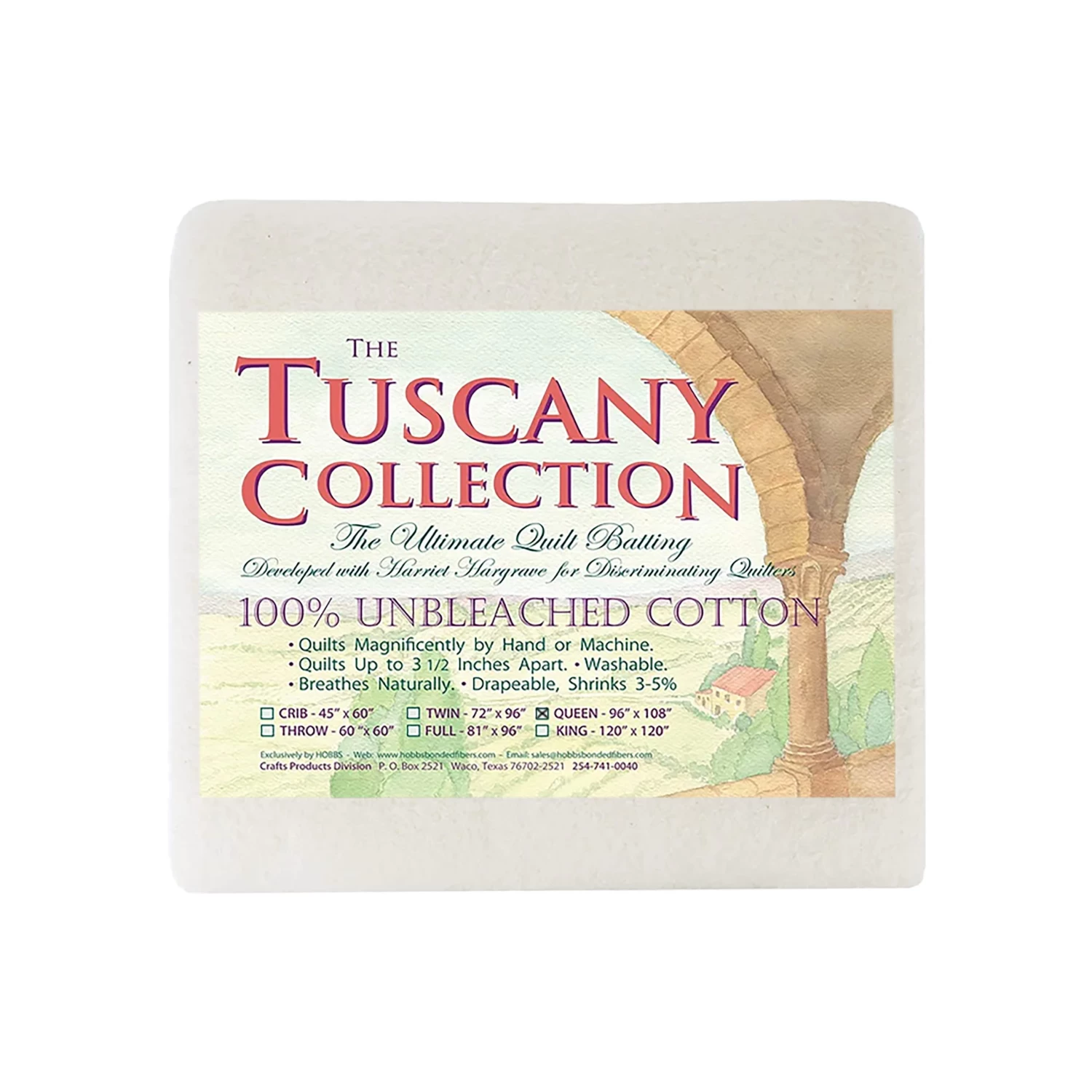 Tuscany Collection 100% Unbleached Cotton Queen Quilt BattingHobbs #TU96 1 Tuscany Collection 100% Unbleached Cotton Queen Quilt BattingHobbs #TU96